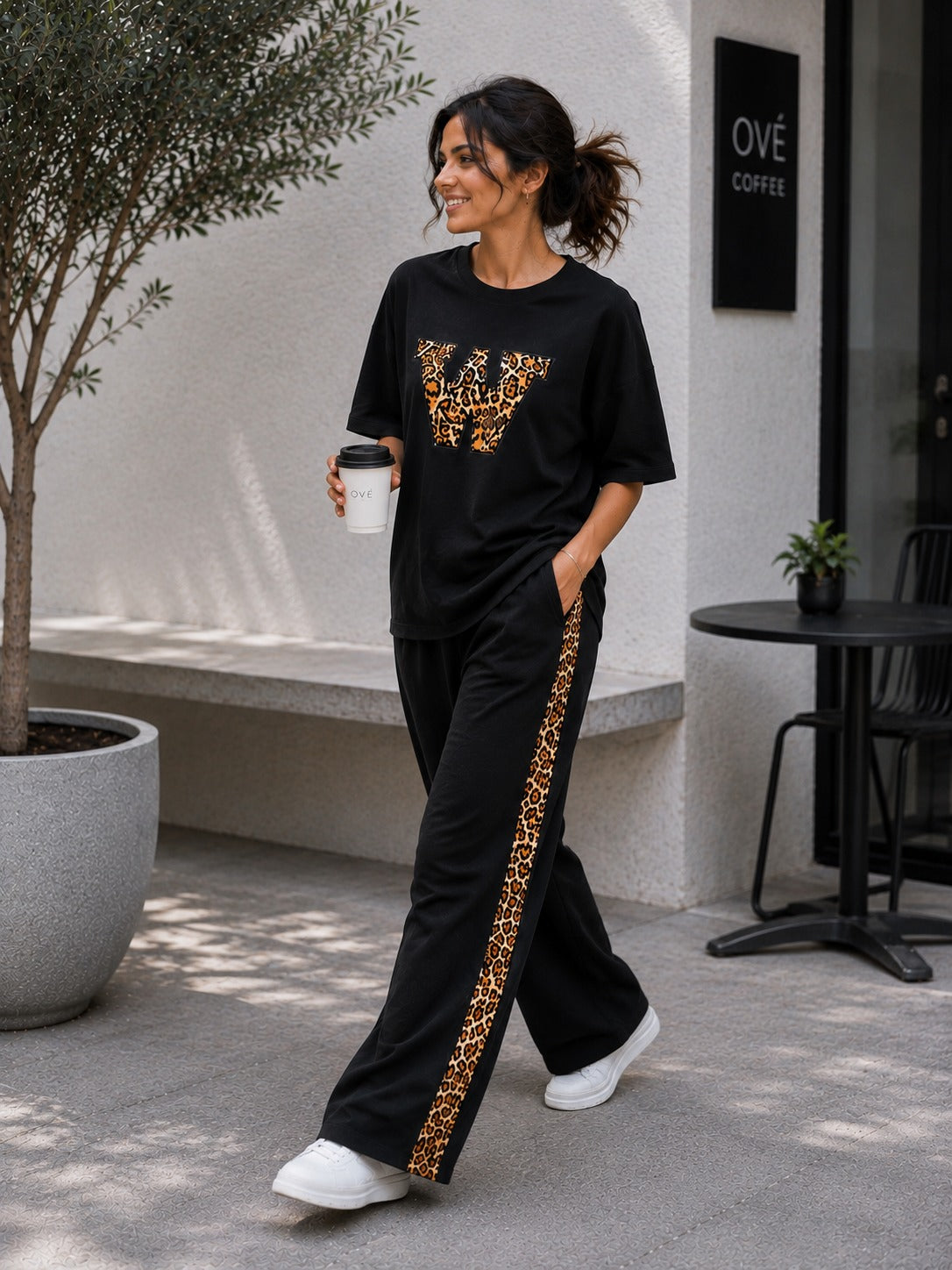 Rock Black Leopard Edge Co-ord Set