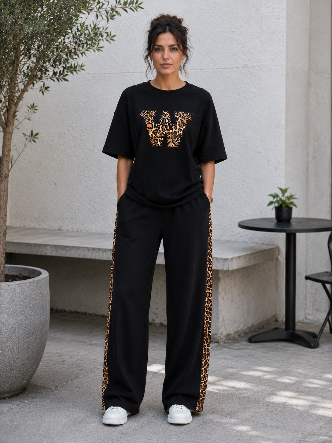 Rock Black Leopard Edge Co-ord Set