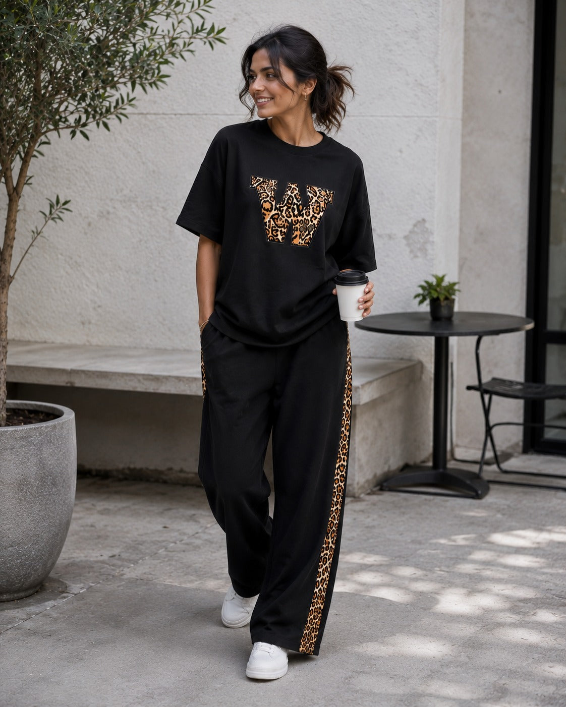 Rock Black Leopard Edge Co-ord Set