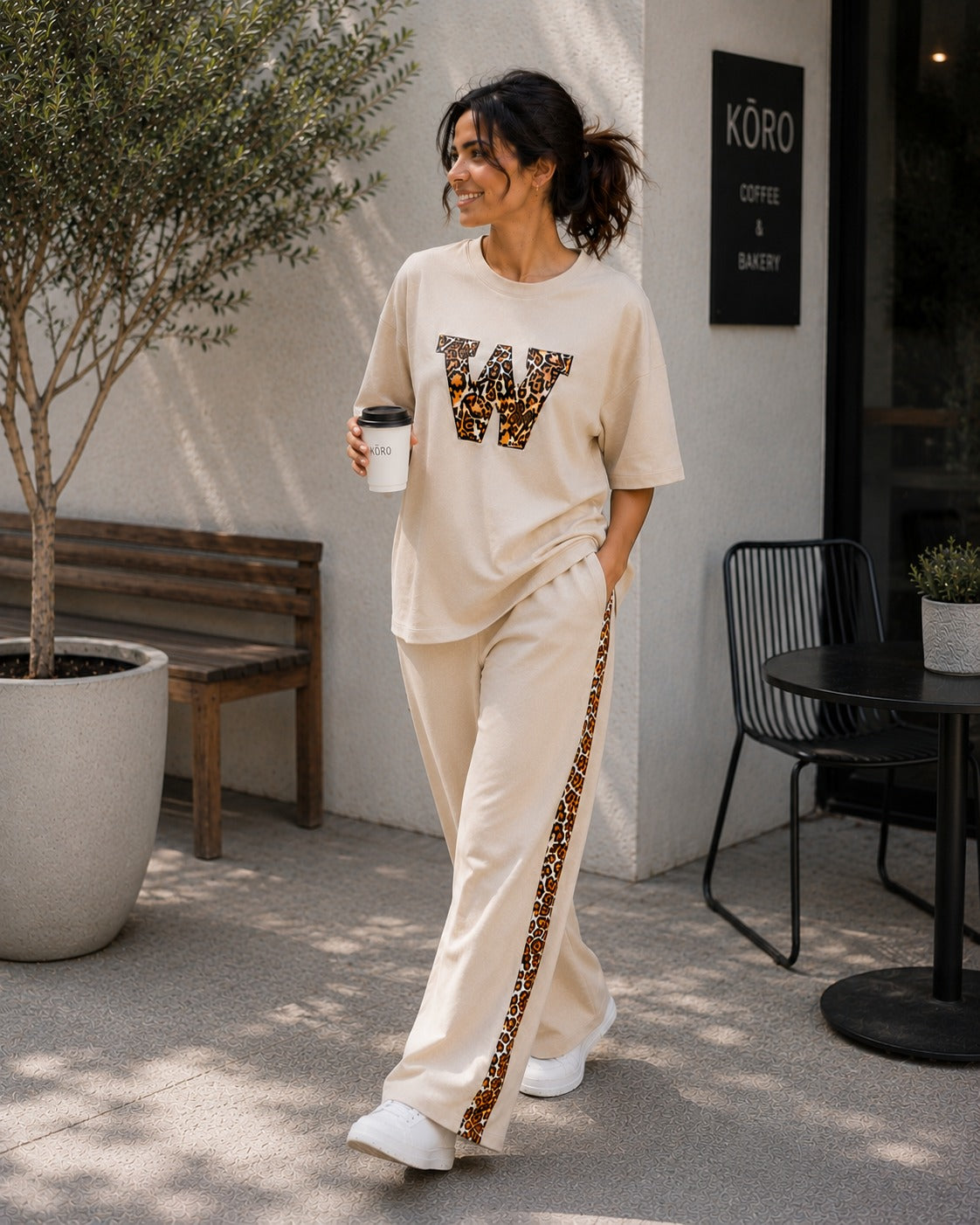 Beige Leopard Edge Co-ord Set