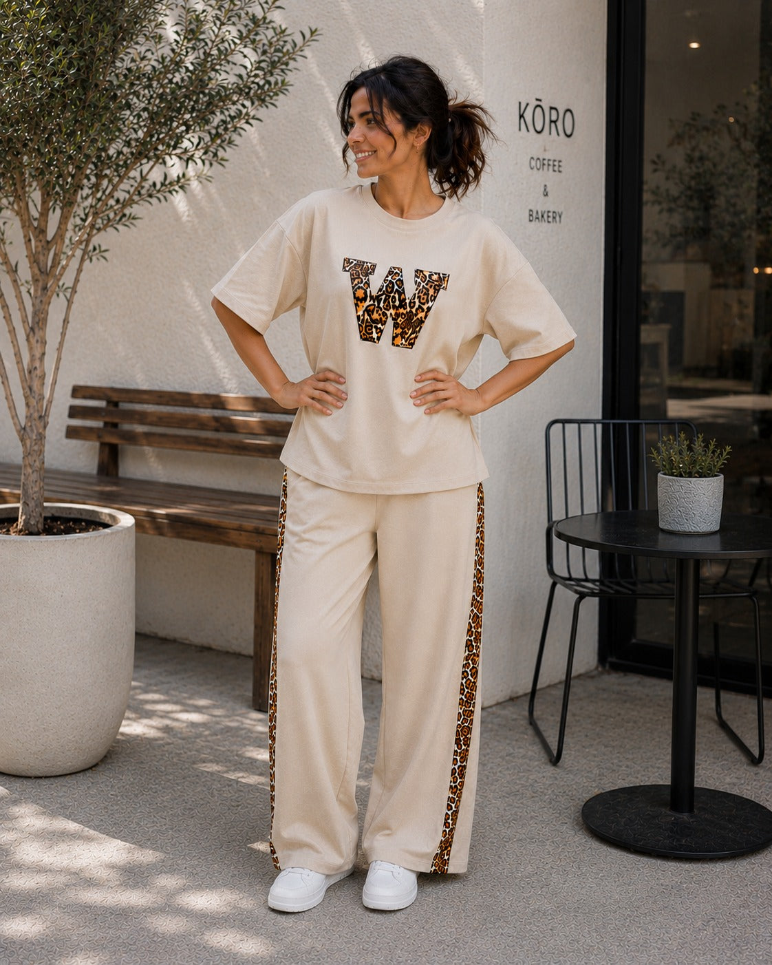 Beige Leopard Edge Co-ord Set