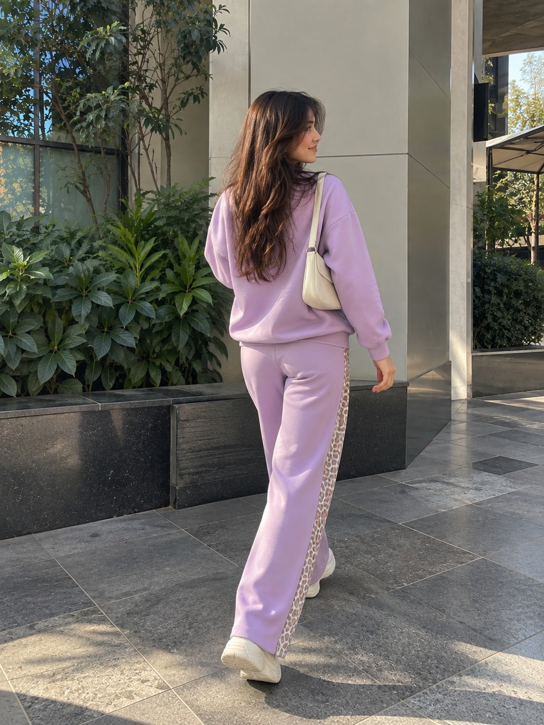 Lilac Colour Leopard Edge Co-ord Set