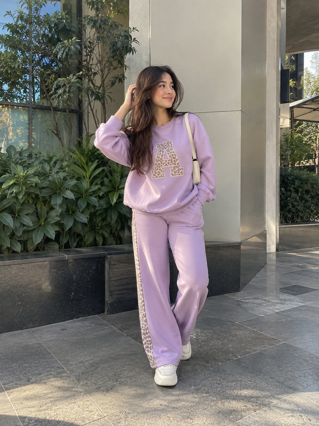 Lilac Colour Leopard Edge Co-ord Set