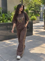 Mud Brown Leopard Edge Co-ord Set
