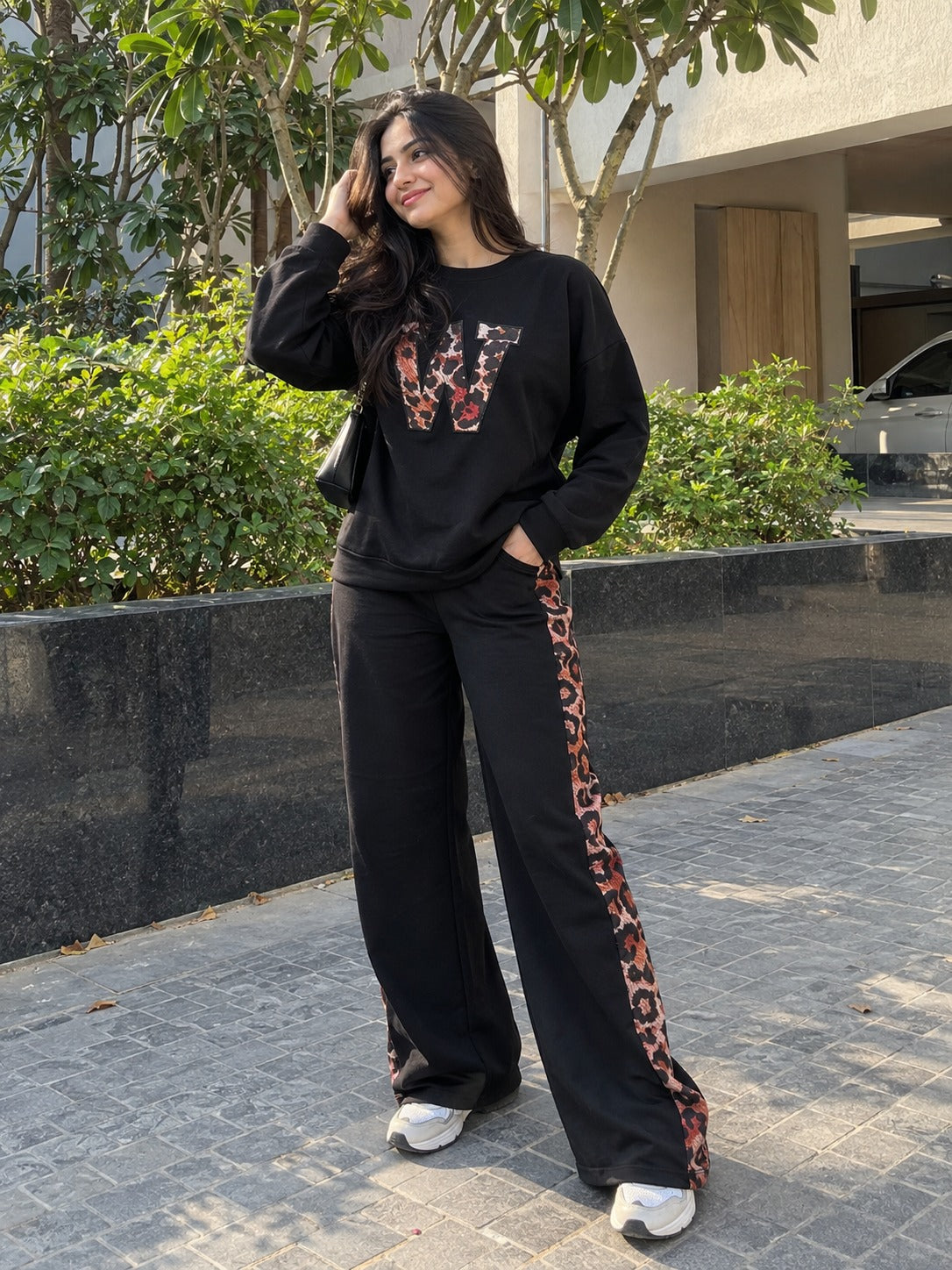Deep Black Leopard Edge Co-ord Set
