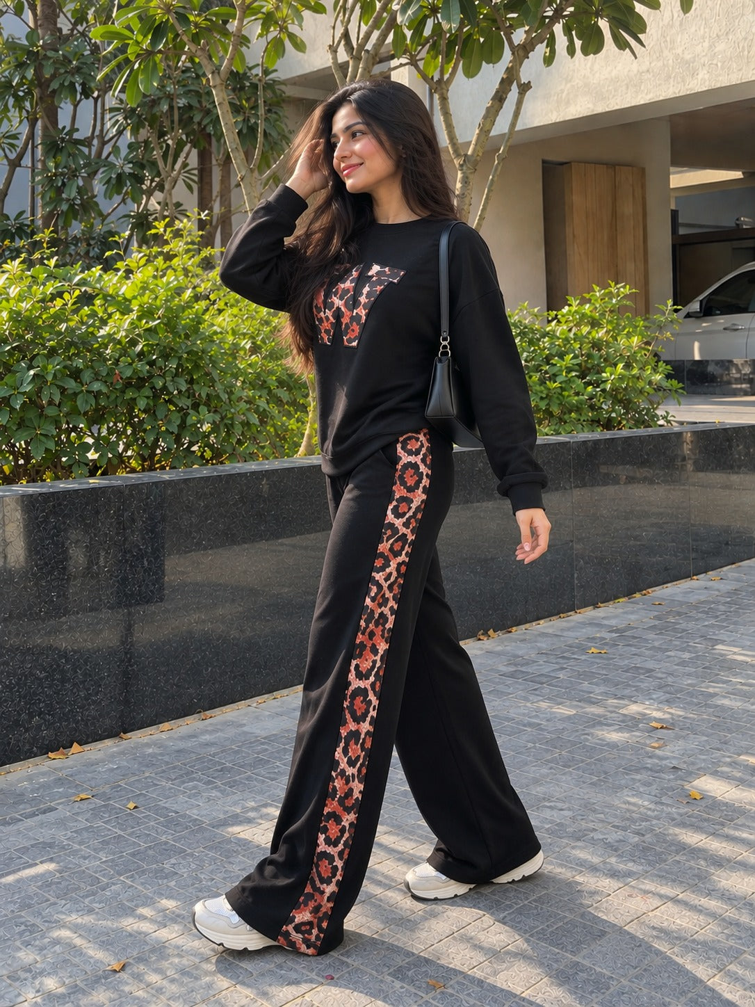 Deep Black Leopard Edge Co-ord Set