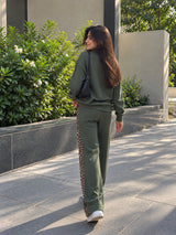 Olive Green Leopard Edge Co-ord Set