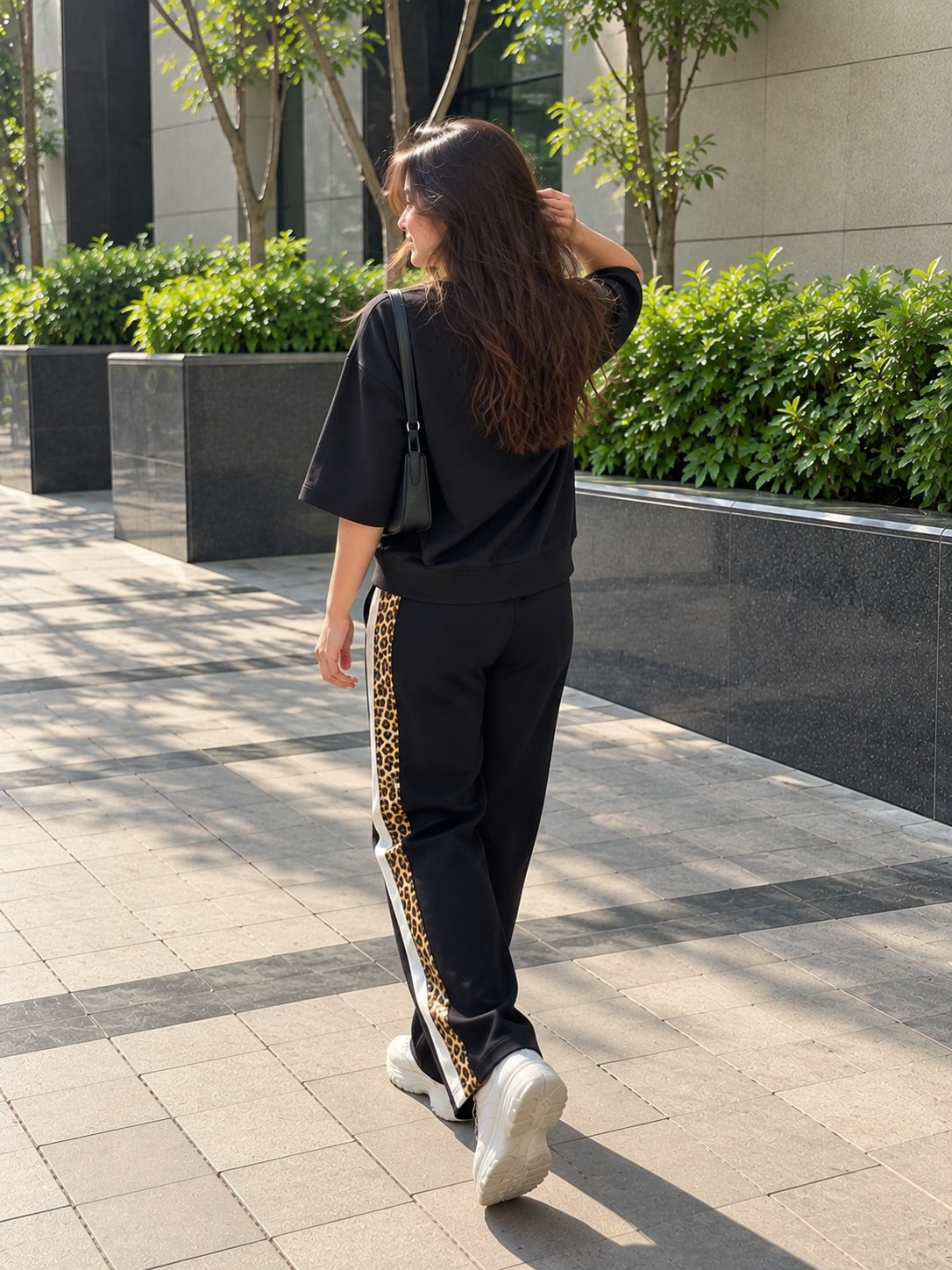 Deep Black Leopard Strips Co-Ord-Set