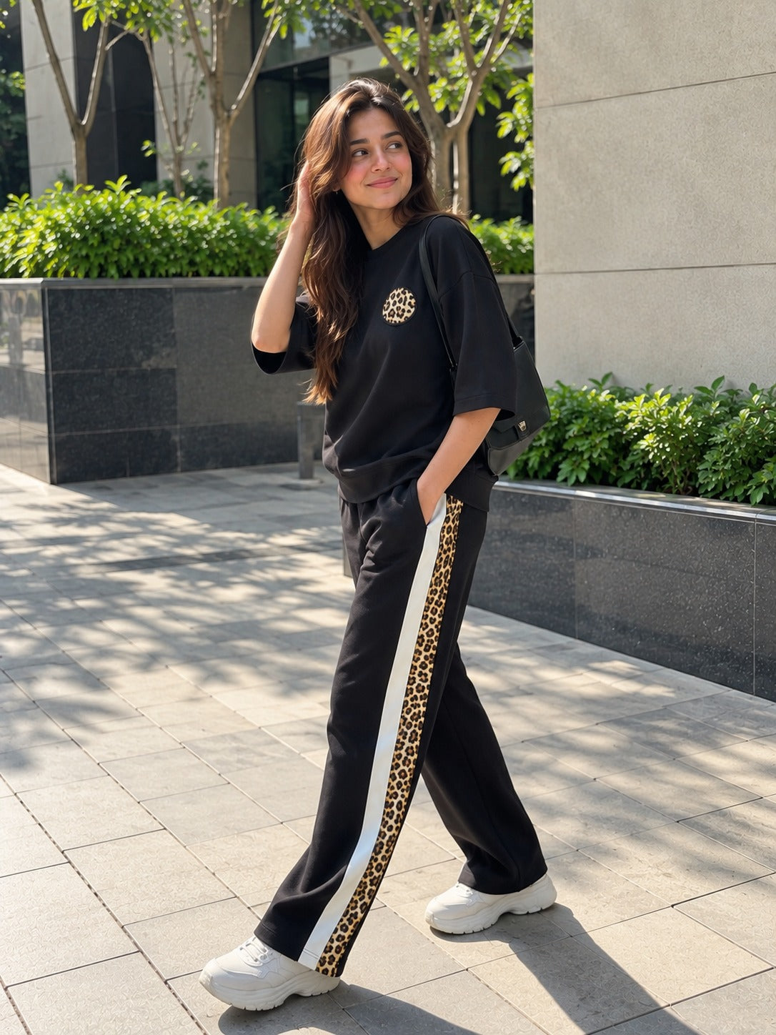 Deep Black Leopard Strips Co-Ord-Set