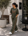 Olive Green Leopard Edge Co-ord Set