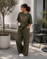 Olive Green Leopard Edge Co-ord Set