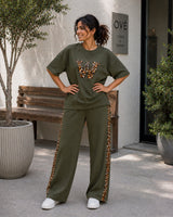 Olive Green Leopard Edge Co-ord Set