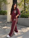 Deep Burgundy Leopard Edge Co-ord Set