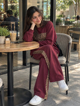 Deep Burgundy Leopard Edge Co-ord Set
