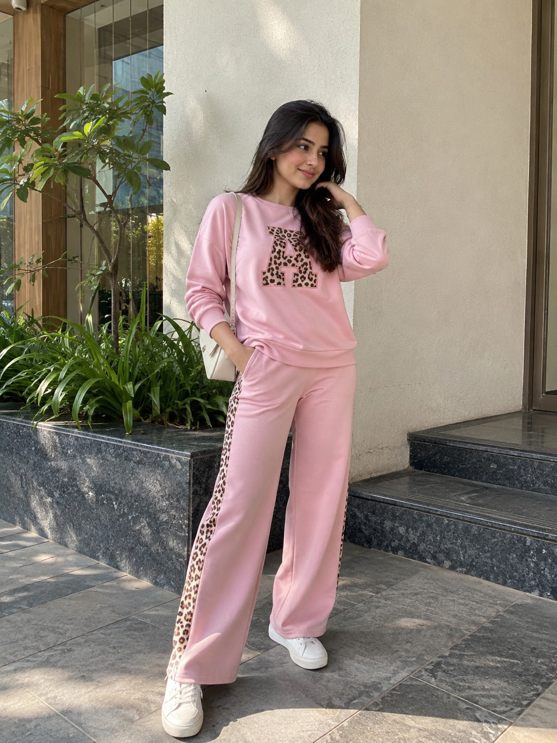 Baby Pink Leopard Edge Co-ord Set