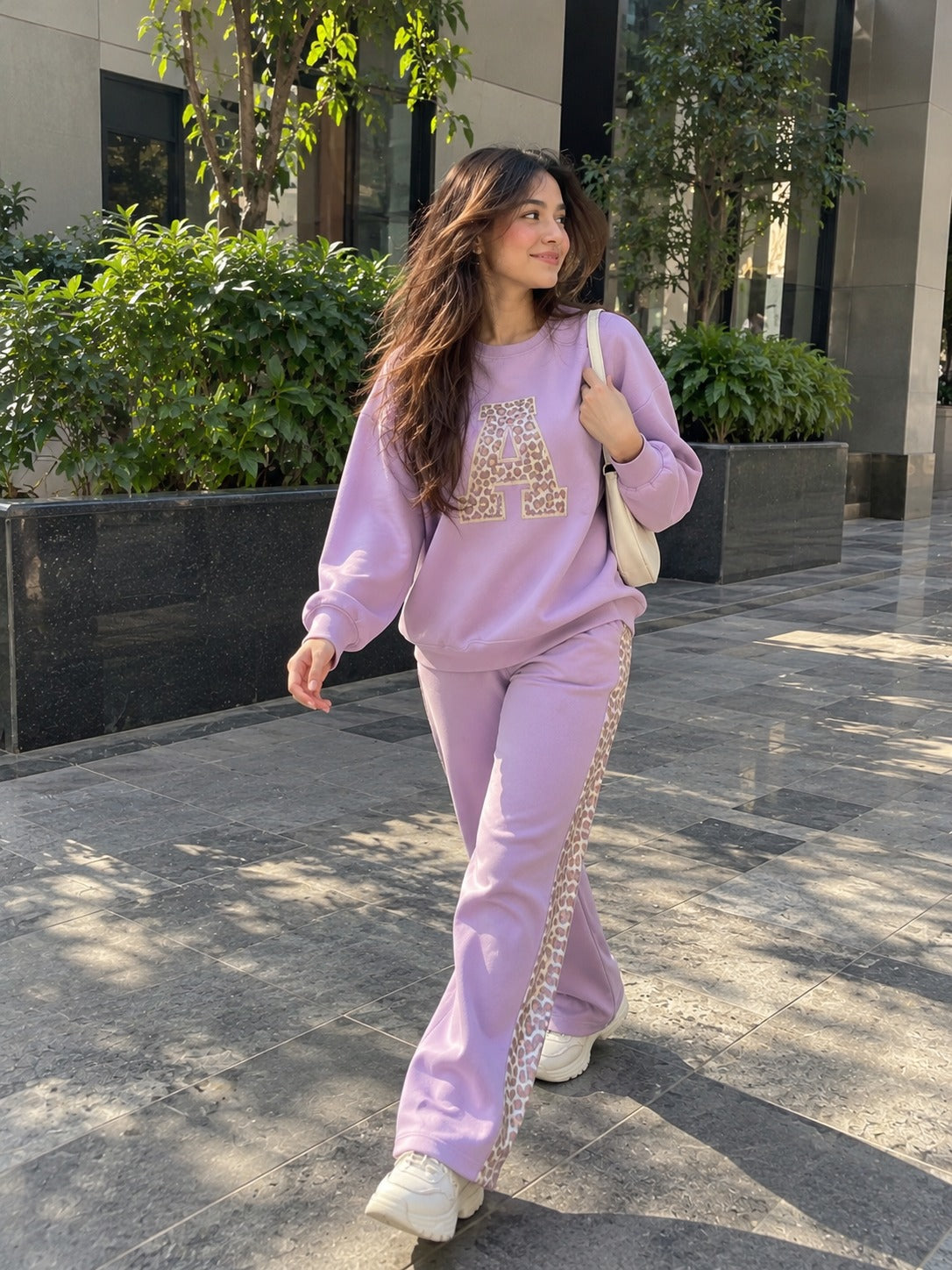 Lilac Colour Leopard Edge Co-ord Set