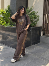 Mud Brown Leopard Edge Co-ord Set