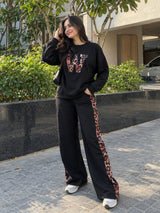 Deep Black Leopard Edge Co-ord Set