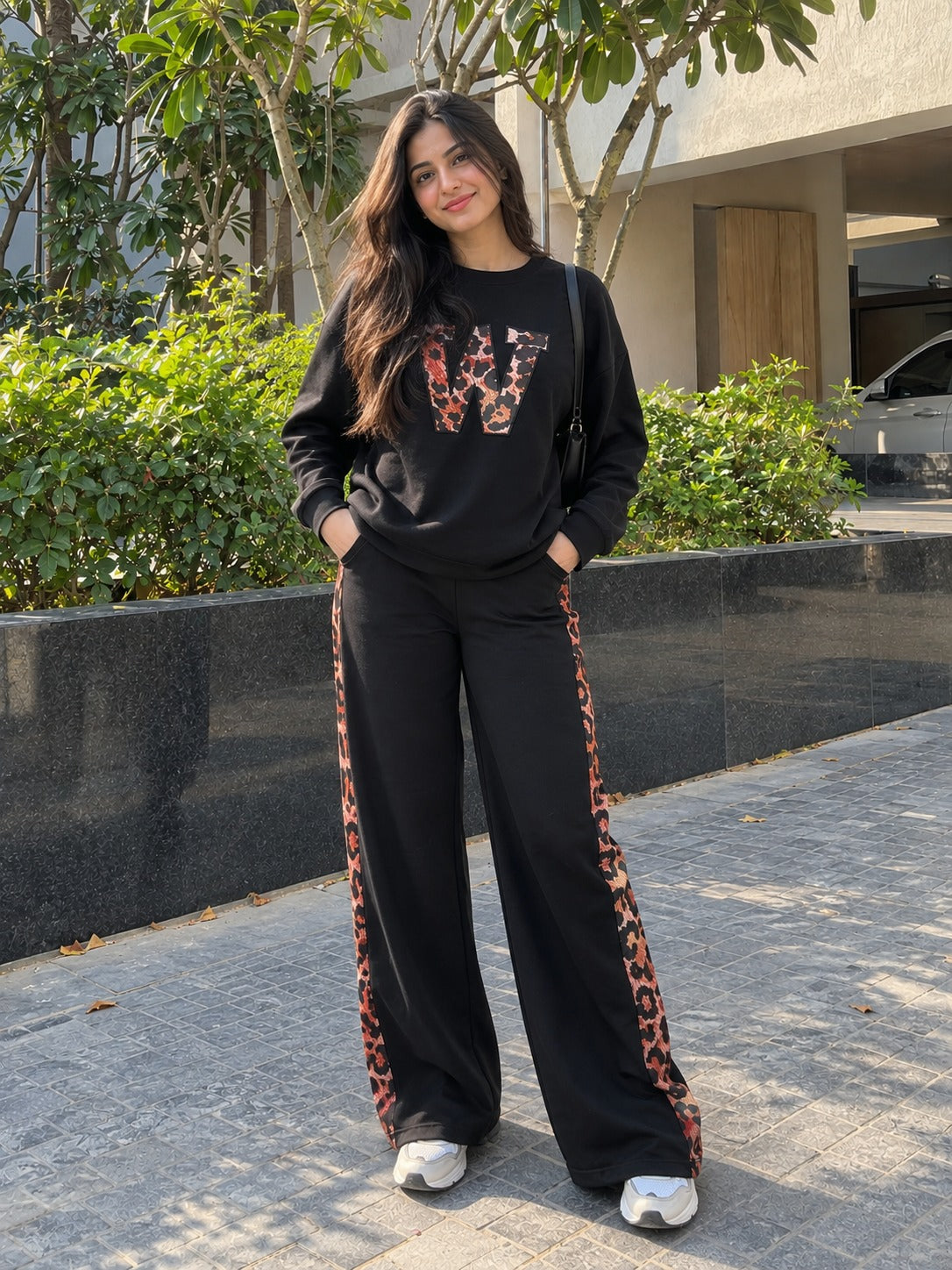 Deep Black Leopard Edge Co-ord Set