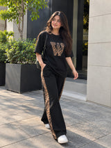 Rich Black Leopard Co-Ord-Set